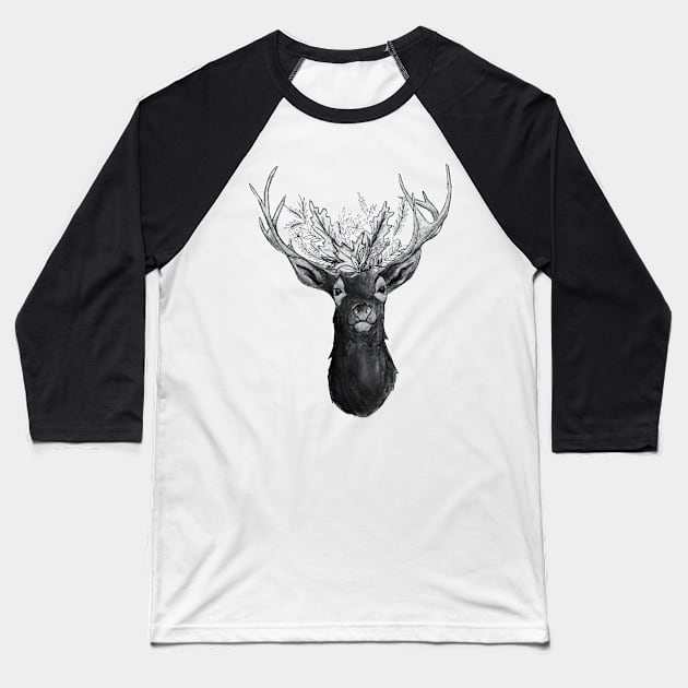 Wild Enough Floral Deer Baseball T-Shirt by ROEDERcraft